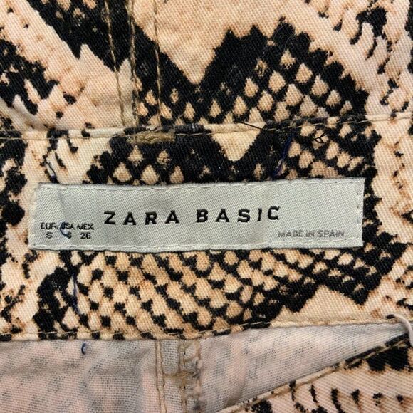 Zara Basic Tan Black Snakeskin Print Back Slit Straight Skirt Small - Picture 8 of 9